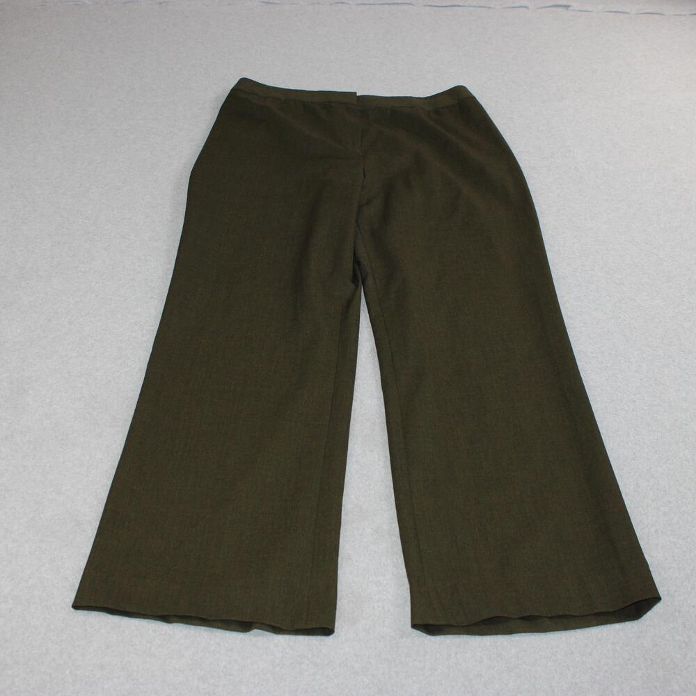 Lafayette 148 Wool Pants Women 10 Green Wide Leg Trousers Office Career Work